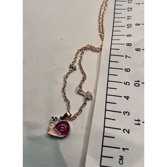 Cute RED AND GOLD SNAIL NECKLACE - Picture 4 of 6